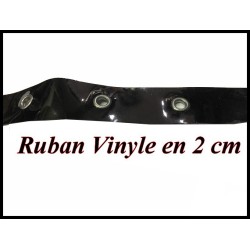 Ruban œillet Cuir Vinyle Brillant Noir A Coudre Pour Agrafage Et Serrage
