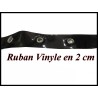 Ruban œillet Cuir Vinyle Brillant Noir A Coudre Pour Agrafage Et Serrage