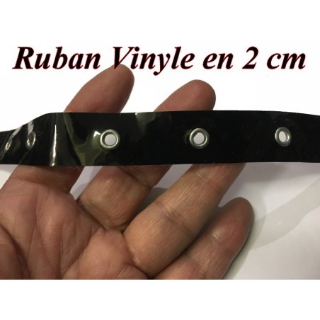 Ruban œillet Cuir Vinyle Brillant Noir A Coudre Pour Agrafage Et Serrage