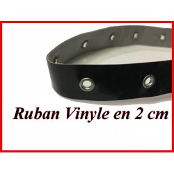 Ruban œillet Cuir Vinyle Brillant Noir A Coudre Pour Agrafage Et Serrage