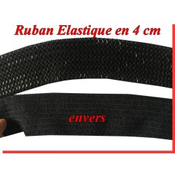 Galon Ruban Elastique En 40 mm Noir, Pour Lingerie, Et Customisations.