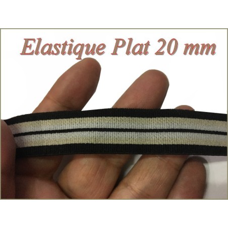 Elastique Plat Au Mètre en 20 mm A Rayure Rouge Et Noir  Pour La Couture.