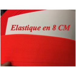 Elastique Orange Fluo Plat Au Mètre en 8 Cm De Large Pour La Couture.