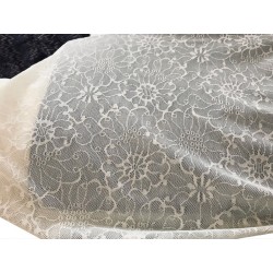 Tulle Résille Tissé Imprimé Lycra Elastique Ivoire Au Mètre  Pour Lingerie, Justaucorps.