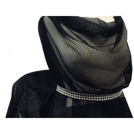 Tulle Résille Tissé Imprimé Lycra Elastique Noir Au Mètre  Pour Lingerie, Justaucorps.