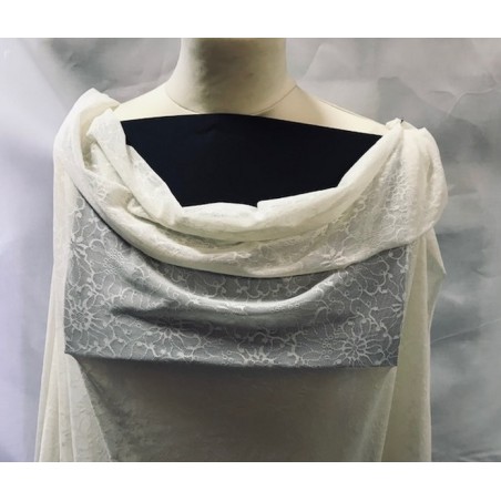 Tulle Résille Tissé Imprimé Lycra Elastique Ivoire Au Mètre  Pour Lingerie, Justaucorps.