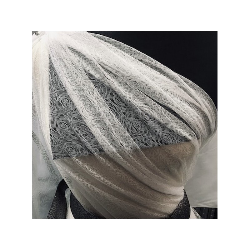 Tulle Résille Tissé Imprimé Lycra Elastique Noir Au Mètre  Pour Lingerie, Justaucorps.