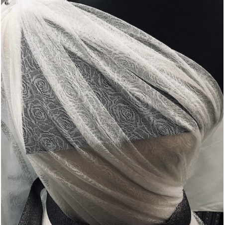 Tulle Résille Tissé Imprimé Lycra Elastique Noir Au Mètre  Pour Lingerie, Justaucorps.
