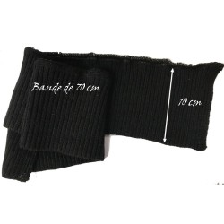 Bord-Cote En Bande Large en Tissu Maille Noir Pour Poignée Manche et cols