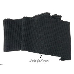 Bord-Cote En Bande Large en Tissu Maille Noir Pour Poignée Manche et cols