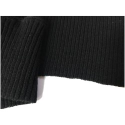 Bord-Cote En Bande Large en Tissu Maille Noir Pour Poignée Manche et cols