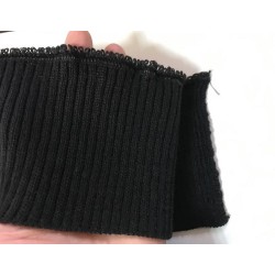 Bord-Cote En Bande Large en Tissu Maille Noir Pour Poignée Manche et cols