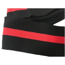 Bord-Cote En Bande de Tissu Maille Noir et Rouge à coudre Pour Poignée Manche et cols