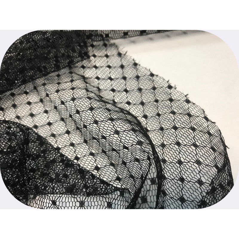 Serre-taille Implicite Equivoque En Tulle Plumetis Brodé Et Satin Noir - Taille 2, Semi-transparent