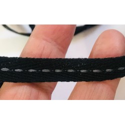 Ruban Sergé Coton Noir En 10 mm A point Cellier Coudre Pour Loisirs Créatifs Et Décorations.