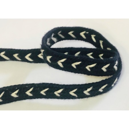 Ruban Sergé Tressé Coton Bleu Marine En 12 mm fantaisie à Coudre Pour Loisirs Créatifs Et Décorations.