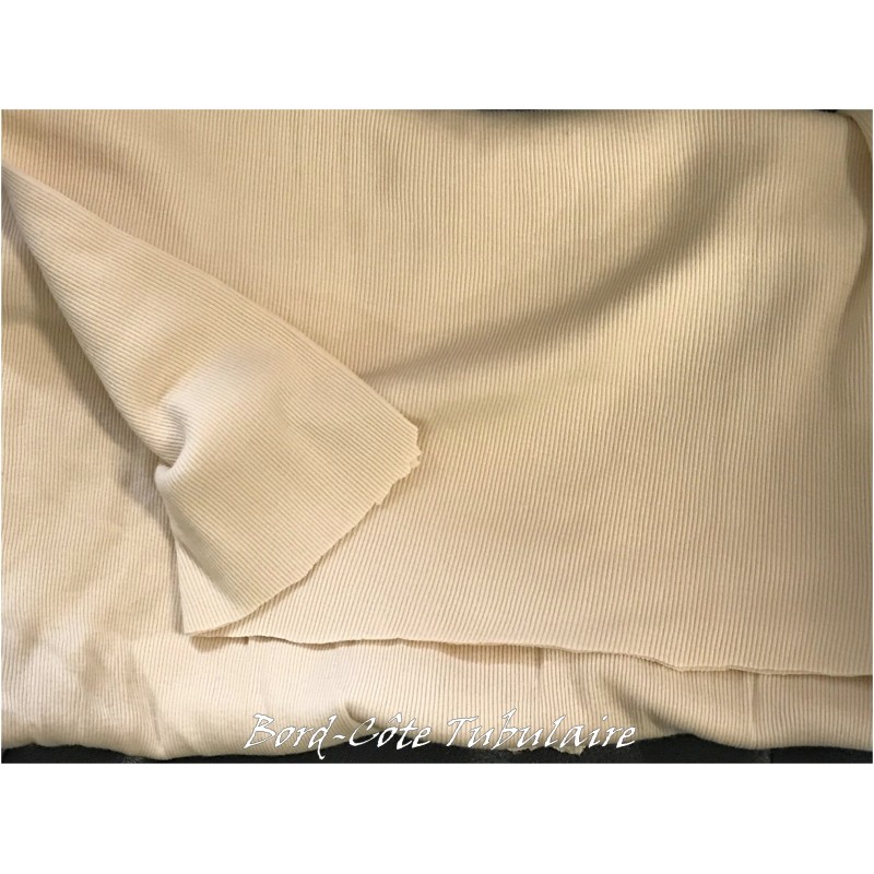 Tissu Bord-Côte Tubulaire en jersey coton beige au mètre