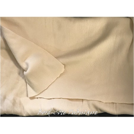 Tissu Bord-Côte Tubulaire en jersey coton beige au mètre