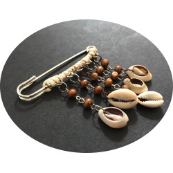50 Broches  Pour Femme En Epingle à Nourrice Argent Orné de coquillages et de perles en bois Pour La Décorations.