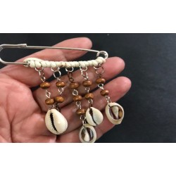 50 Broches  Pour Femme En Epingle à Nourrice Argent Orné de coquillages et de perles en bois Pour La Décorations.