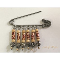 50 Broches  Pour Femme En Epingle à Nourrice Argent Orné de perles en bois et perles argentés Pour La Décorations.