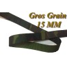 20 Mètres de Ruban Gros Grain 15 mm Au mètre kaki Façon Militaire A Coudre Pour Loisirs Créatifs Et Décorations.