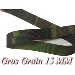 20 Mètres de Ruban Gros Grain 15 mm Au mètre kaki Façon Militaire A Coudre Pour Loisirs Créatifs Et Décorations.