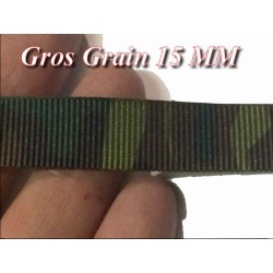 20 Mètres de Ruban Gros Grain 15 mm Au mètre kaki Façon Militaire A Coudre Pour Loisirs Créatifs Et Décorations.