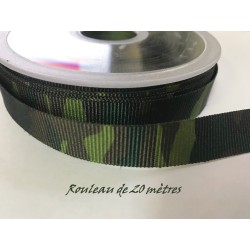 20 Mètres de Ruban Gros Grain 15 mm Au mètre kaki Façon Militaire A Coudre Pour Loisirs Créatifs Et Décorations.