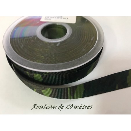 20 Mètres de Ruban Gros Grain 15 mm Au mètre kaki Façon Militaire A Coudre Pour Loisirs Créatifs Et Décorations.