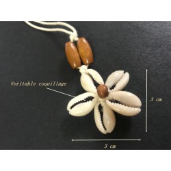 "Élégance Naturelle : Pendentif Perlé en Bois et Véritable Coquillage pour une Customisation Unique
