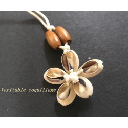 "Élégance Naturelle : Pendentif Perlé en Bois et Véritable Coquillage pour une Customisation Unique
