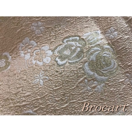 Lot De 2 Coupons De Tissu Saumon Et Taupe à Motifs Fleurs - Coton, Neuf, Pour Ameublement