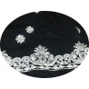 Tissu Velours Brodé en Fil Argent, Disponible au Mètre Couture : Raffinement Noir Étincelant