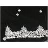 Tissu Velours noir Brodé en Fil Argent, Disponible au Mètre Couture : Raffinement Noir Étincelant