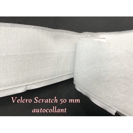 Velcro Scratch auto adhessif en 50 mm blanc, bande Scratch autocollante Noir