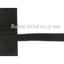 "Ruban Irisé Noir en 15 mm : Éclat et élégance pour toutes vos créations"