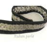 Ruban orné de perles argent, noir et gris en 17 mm : Élégance perlée