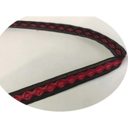 Ruban rouge et noir en 10 mm au mètre