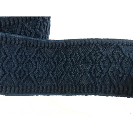 "Elastique plat brodé bleu indigo 4 cm : Ajoutez une touche de style unique à vos créations."