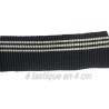 Elastique plat brodé bleu marine 4 cm : Élégance et style avec ses trois rayures blanches.