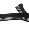 Elastique plat brodé bleu marine 4 cm : Élégance et style avec ses trois rayures blanches.