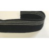 Elastique plat brodé noir 4 cm : Élégance et style avec ses trois rayures grises.