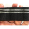 Elastique plat brodé noir 4 cm : Élégance et style avec ses trois rayures grises.