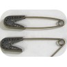 épingle à nourrice en métal bronze de 8 cm, transformée en broche pour décorations.