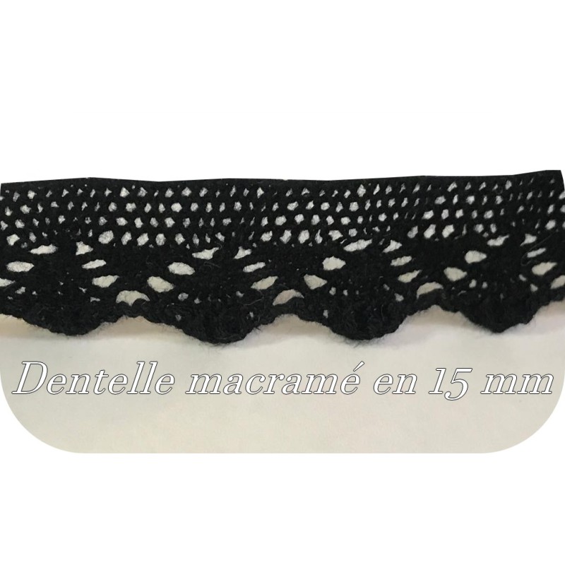 Macramé dentelle noir en 15 mm " pour des créations raffinées "