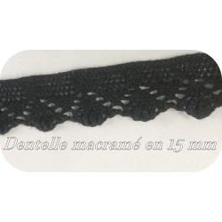 Macramé dentelle noir en 15 mm " pour des créations raffinées "