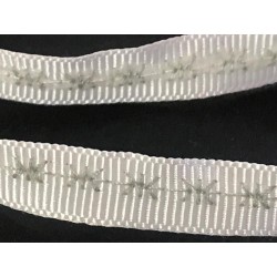 "Ruban Gros grain blanc en 10 mm imprimé : Élégance et style pour vos projets créatifs !"