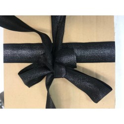ruban gros grain noir de 40 mm, orné d'un dégradé de lurex. Idéal pour la confection et décorations.