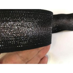 ruban gros grain noir de 40 mm, orné d'un dégradé de lurex. Idéal pour la confection et décorations.